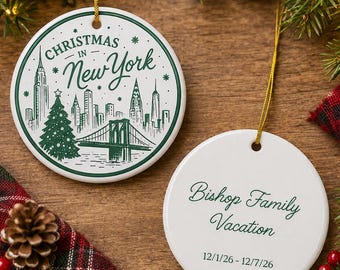 Christmas in New York Ornament | Personalized NYC Vacation Keepsake | Custom Family Trip Ornament | Proposal Gift