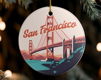 Personalized San Francisco Christmas Ornament, Custom Travel Keepsake, California Vacation Ornament, Family Trip Gift, Custom Ornament