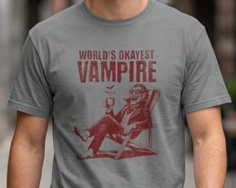 Vampire T-Shirt, Funny Halloween T-Shirt, Vintage Gothic Tee, Spooky Season Shirt, Dracula Graphic Tee, Horror Lover Gift, Comfort Colors