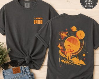 Vintage Cosmic Graphic Tee | Retro Space Shirt | Celestial Back Print | Astronomy Gift | Comfort Colors Unisex T-Shirt