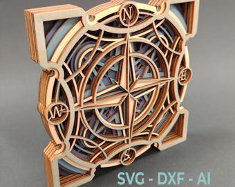 Vektordateien für CNC | Mehrschichtige Laserschneiddekoration | Sofortiger Download | Formate DXF, Ai, EPS | professionelles Design