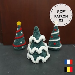 2 CROCHET PATTERNS Christmas Trees, amigurumi, PDF to download in French, crochet cuddly toy, handmade plush, crochet pattern