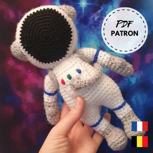 Astronaut crochet PATTERN, amigurumi, PDF to download in French, crochet cuddly toy, handmade plush toy, crochet pattern