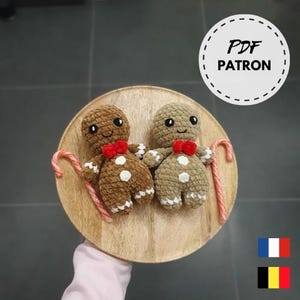 PATTERN crochet gingerbread man, amigurumi, PDF to download in French, crochet cuddly toy, handmade plush, crochet pattern