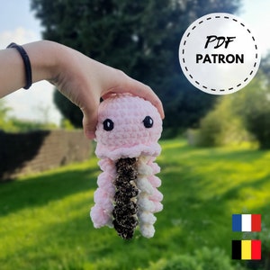 Jellyfish crochet PATTERN, amigurumi, PDF to download in French, crochet cuddly toy, handmade plush toy, crochet pattern