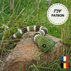 Snake crochet PATTERN, amigurumi, PDF to download in French, crochet cuddly toy, handmade plush toy, crochet pattern