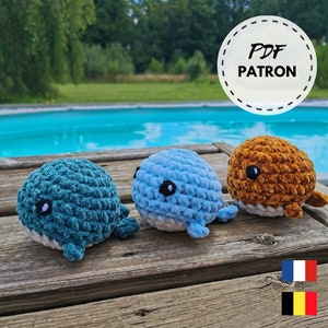 PATTERN crochet whale, amigurumi, PDF to download in French, crochet cuddly toy, handmade plush, crochet pattern