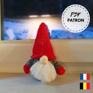 PATTERN crochet Christmas gnome, amigurumi, PDF to download in French, crochet cuddly toy, handmade plush, crochet pattern