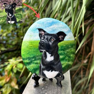 Custom Dog Portrait on Stone, Hand Painted Stone from Photo, Pet Keepsake Gift, Personalized Stone Art for Pets, Gifts for Dog Lovers
