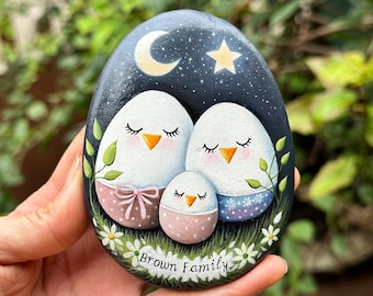Personalized Pebble Easter Eggs, Personalized Easter Gifts, Custom Family Pebble Art, Easter Basket Gifts, Easter Seasonal Decorate