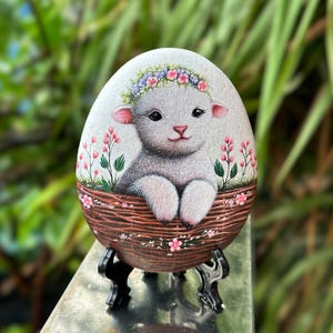 Hand Painted Easter Egg Stones, Unique Easter Decorations, Custom Painted Stones for Easter Baskets, Eco-Friendly Holiday Decorations