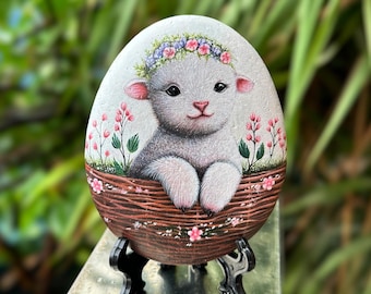 Hand Painted Easter Egg Stones, Unique Easter Decorations, Custom Painted Stones for Easter Baskets, Eco-Friendly Holiday Decorations