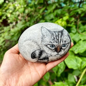 Pebble Painting of Cats | Art from Nature | Pet Art | Cat Portrait | Pet Rock