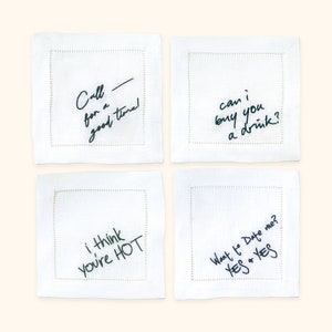 Bestickte Pick-Up Line Cocktailservietten (4er Set)