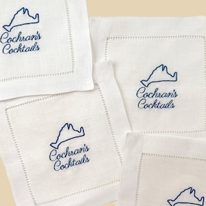 Design Your Own Custom Embroidered Linen Cocktail Napkins (Set of 4)