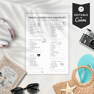 Editable Travel Packing List Vacation Checklist Packing List Printable Vacation Planning Travel Checklist Printable Travel Planner Journal