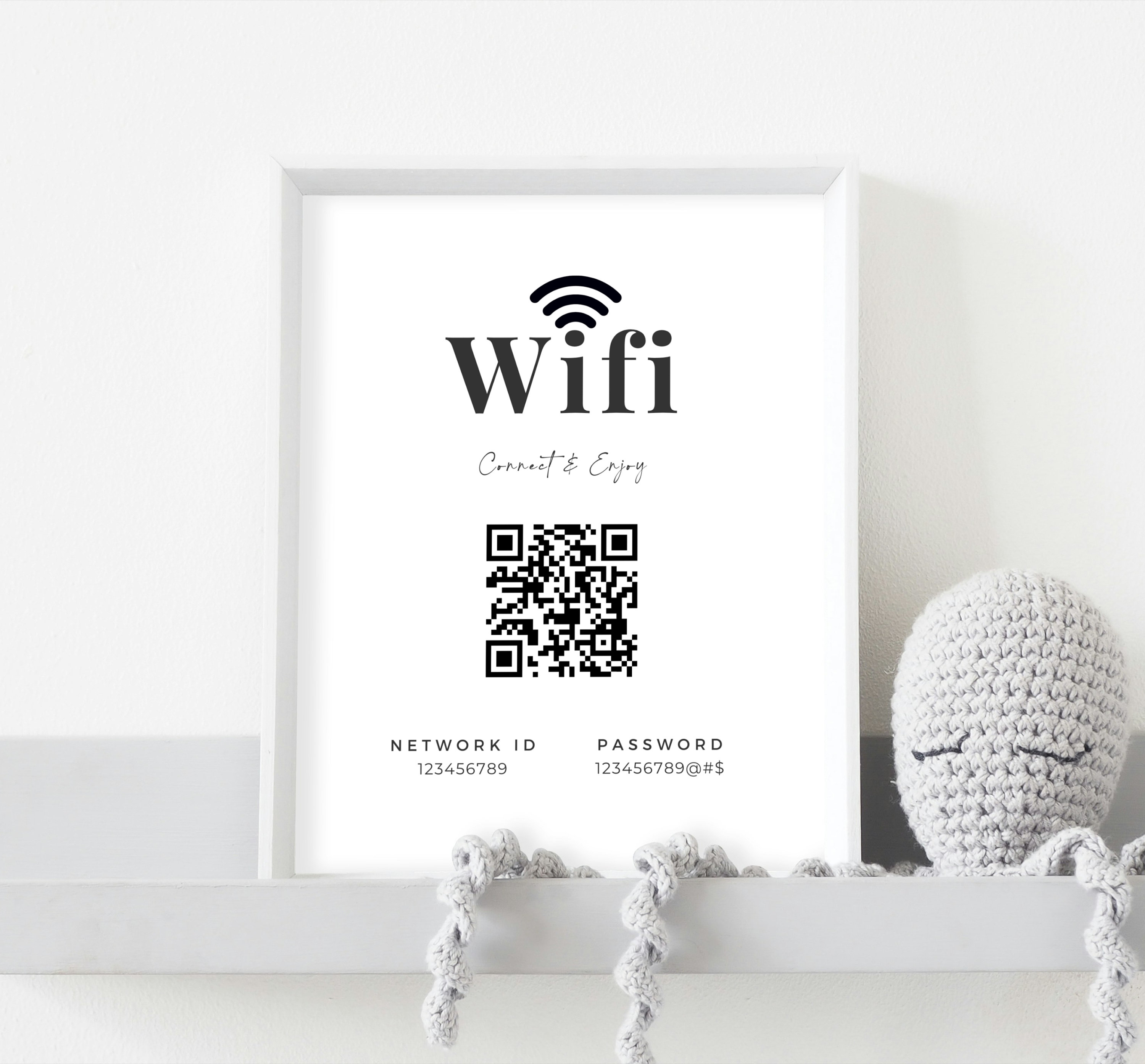 Minimal Wifi Password Sign With QR Code Editable Wifi Sign Template Qr ...