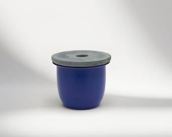 Decoratieve opslag Home Decor Bud Vaas Metalen bus in blauwe Trinket Pot met deksel Housewarming Cadeau voor haar