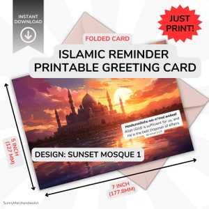 Mesquita do Pôr do Sol 1: Citação de Ali Imran - Cartão de felicitações para impressão com lembrete islâmico - Ali Imran (5 "x 7", cartão dobrado), download digital em PDF, basta imprimir