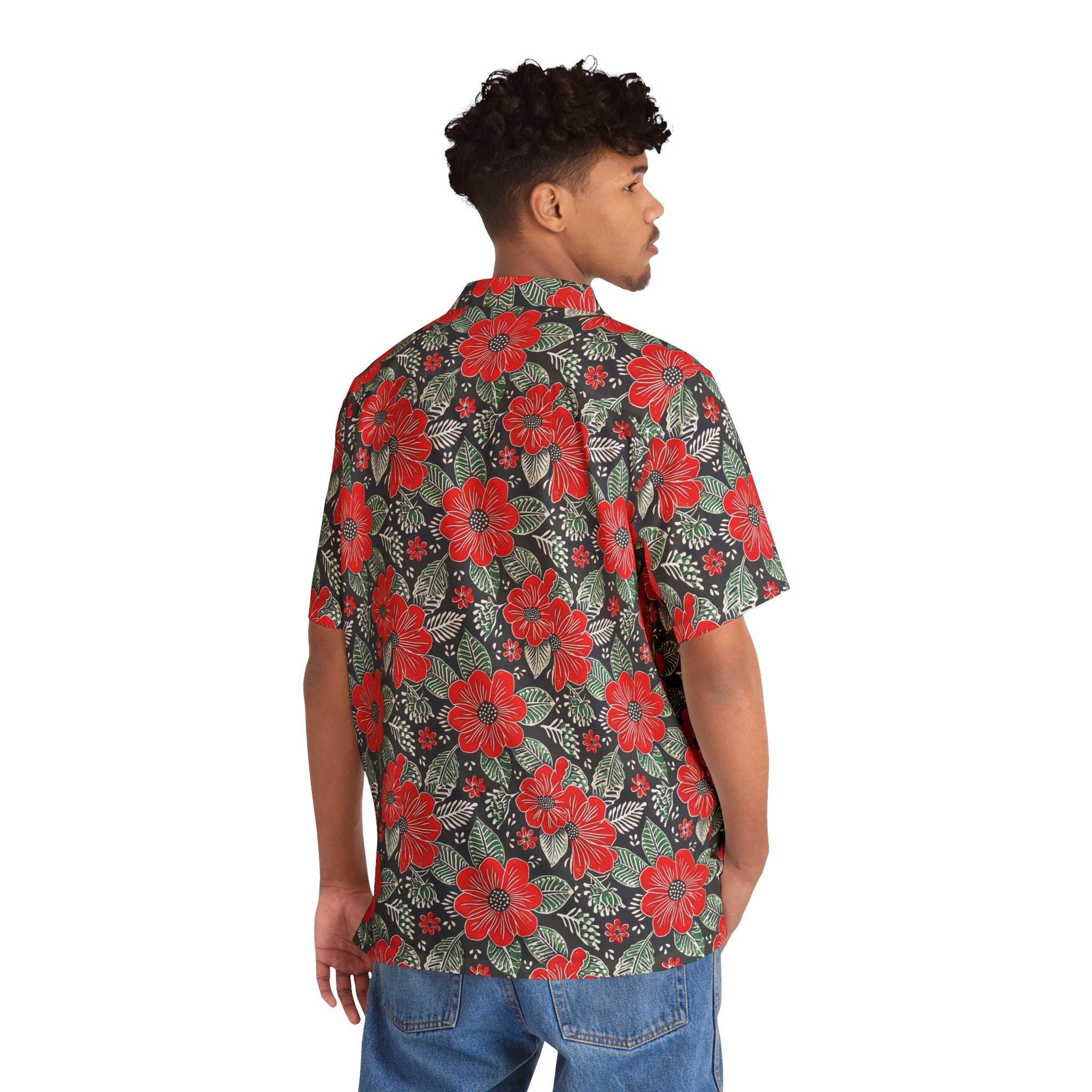 Discover Red Flowers Batik Motifs Hawaiian Shirt, All Over Print, Batik Inspired Shirt