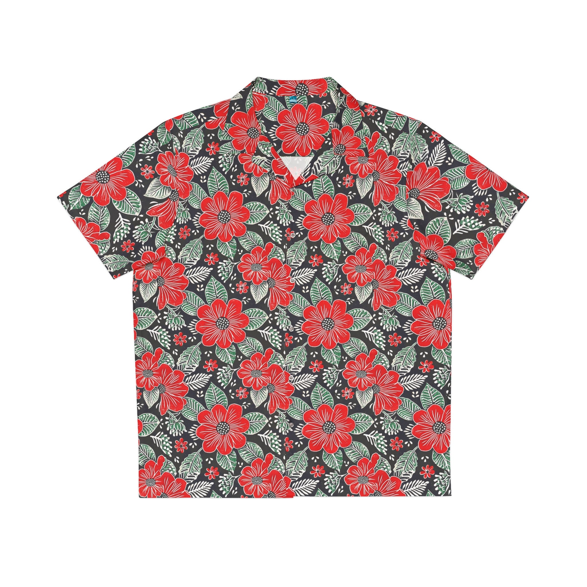 Discover Red Flowers Batik Motifs Hawaiian Shirt, All Over Print, Batik Inspired Shirt