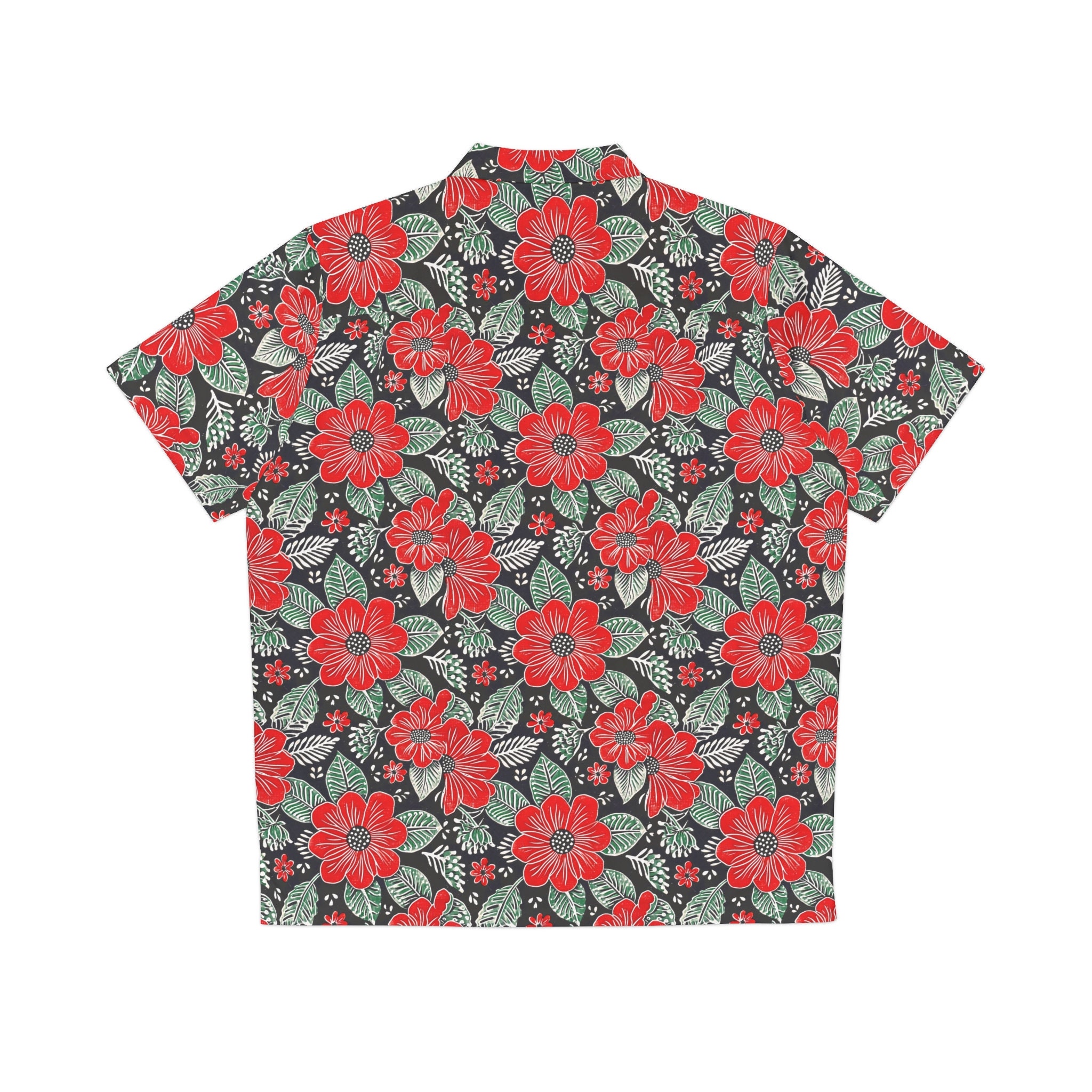 Discover Red Flowers Batik Motifs Hawaiian Shirt, All Over Print, Batik Inspired Shirt