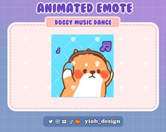 Doggy music dance Animated Emote from Twitch, Shiba Emote, doggy Emote cute, Dance Emote, animal emote, Ready to use / twitch / discord / p2u