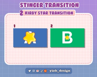 2 Animated Transition Stinger Star Kirby Cute kawaii Kirby Transition Twitch, Youtube, Facebook Overlay Kirby Animated