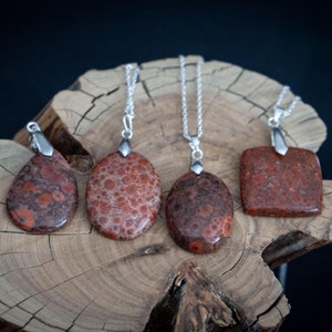 Poppy Jasper Pendant Necklace - Natural Stone Boho Jewelry