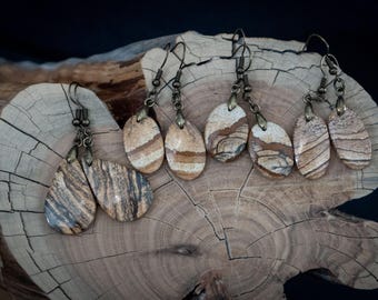 Boho Chic Handmade Picture Jasper Earrings - Earthy Gemstone Dangles