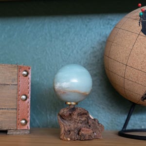 Blue Caribbean Calcite Sphere w/ stand
