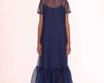 Womens Dresses Silk Organza Plus Size Dress, Sheer Dress Wedding Guest, Elegant Evening Party Gown, Comfortable Flowy Bridal Attire