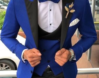 Mens 3 Piece Suit Wedding Outfit Formal Suits Blue Tuxedo suit Slim Fit Groom Suits Elegant Classic New Arrivals