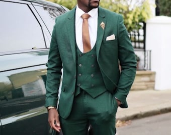 Men’s Emerald Green 3 Piece Wedding Suits for Groomsmen