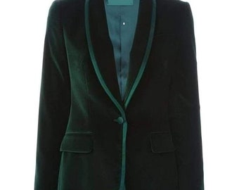 Womens Jacket Green Velvet Blazers Tuxedos Wedding Wear Prom Engagement