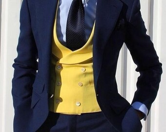 Gilet Da Smoking Uomo Blu Navy Vesuvio Napoli, Elegante Per Matrimonio E Feste
