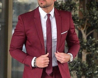 Men 2 Piece Slim Fit Tuxedo Suits for Christmas Dinner Party Wear Suit