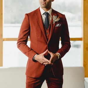 Men's Wedding Suits, 3 Piece Groom Suit, Tuxedo Suit, Dinner Suit, Men Suit, Luxury Elegant Groomsman outfits image 1