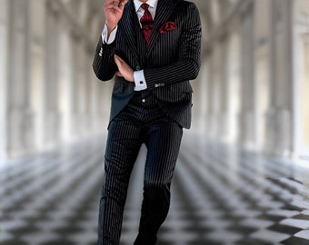 Classic Men's Pinstripe Suit - Slim Fit, Custom Tailored Classic Men's Pinstripe Suit - Slim Fit, Custom Tailored