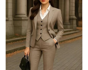 Women 3 Piece Suit Set, Women Pantsuit Set, Women Wedding Suit, Tailored Suit Women, Formal Women Suit, Bridesmaid Suit