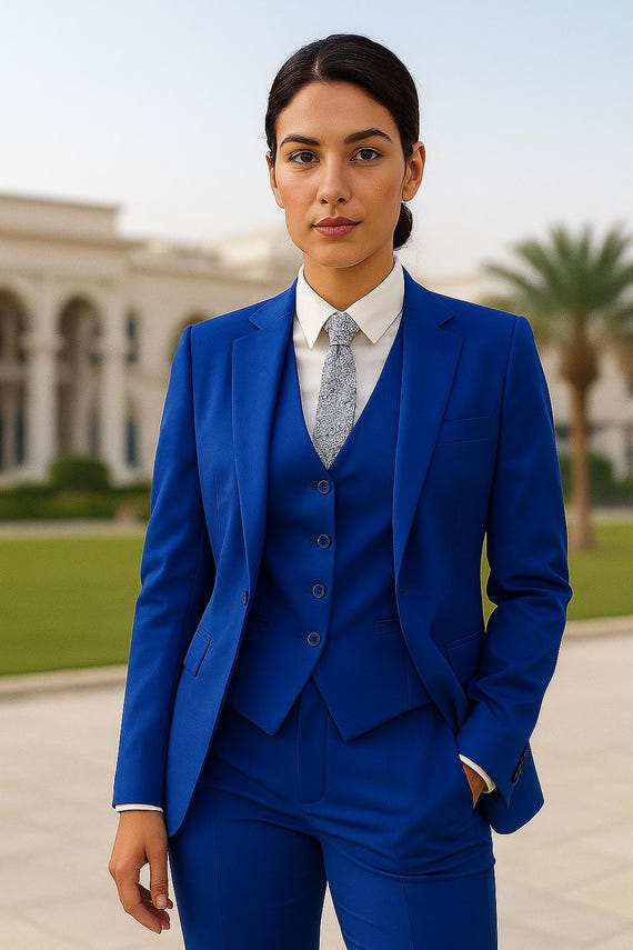 Women's Suits 3-Piece Business Office Wear Royal Blue Suit Women's Suits 3-Piece Business Office Wear Royal Blue Suit