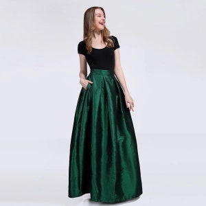 Emerald green chiffon maxi skirt online