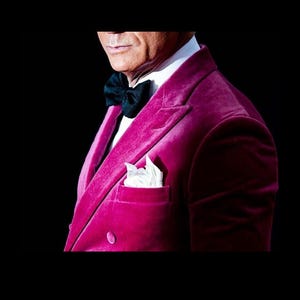 Mens Blazer Pink Velvet Jacket Formal Evening Party Wear Dinner Jacket All Sizes Double Breasted Coat image 3