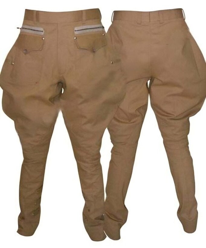 Jodhpurs Enfant 3-4 Ans Tweed Chevron Marron - Pantalon équitation Vintage