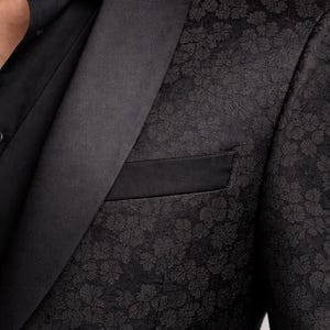 Man Suits Black Jacquard 3 Piece Suit Wedding Tuxedo Groom Suit Men Party Wear Outfits image 3