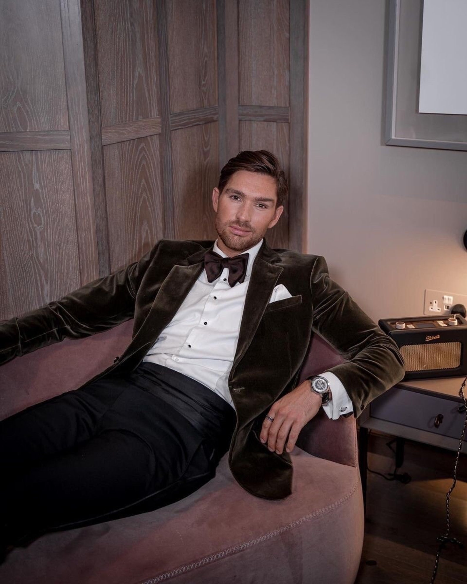 Mens Velvet Tuxedo 34 Inch Long Coat - Velvet Blazer - Three Quarter Green Dinner Jacket main image 0