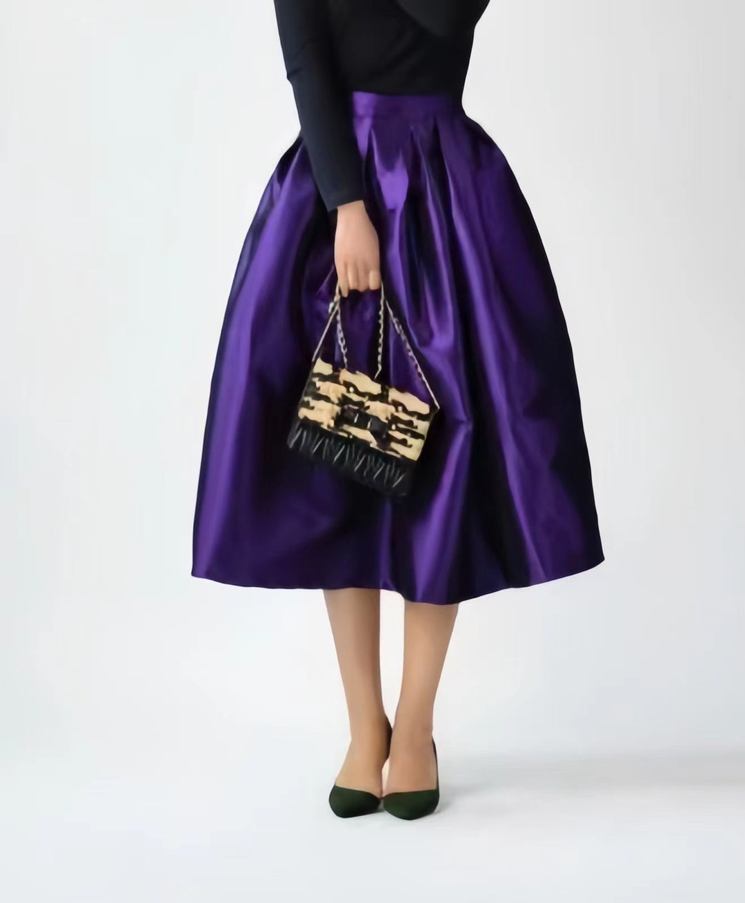 Women's dark Purple Midi Pencil Skirt with Side Slit – High Waist | Elegant Office & Party Wear