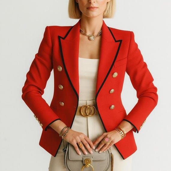 Womens Blazer Red Jackets Slim Fit Tuxedos Evening Party Wear Jackets