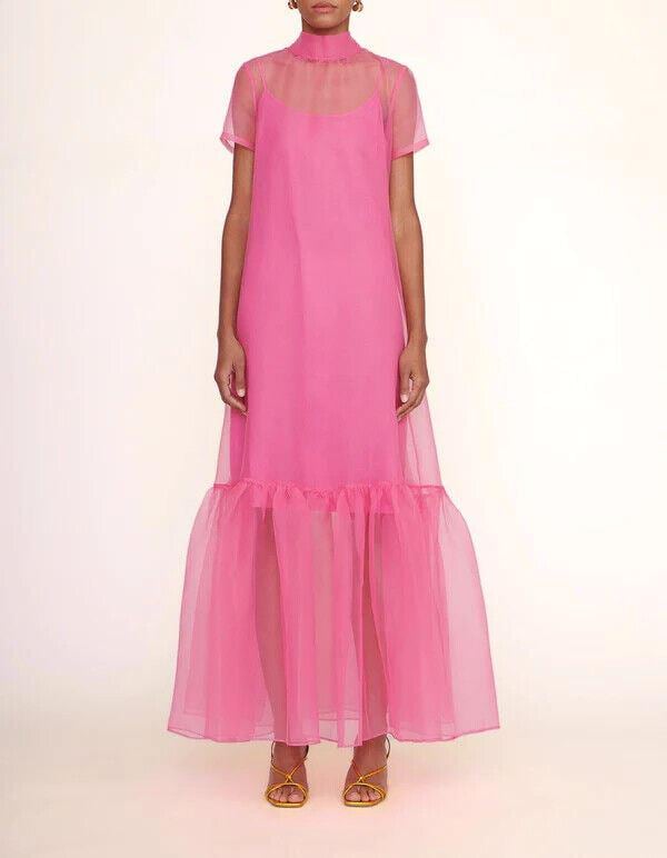Silk Organza Maxi Dress For Women Formal Wedding Bridesmaid Christmas Party Dress With Bow