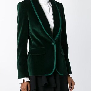 Womens Jacket Green Velvet Blazers Tuxedos Wedding Wear Prom Engagement image 2